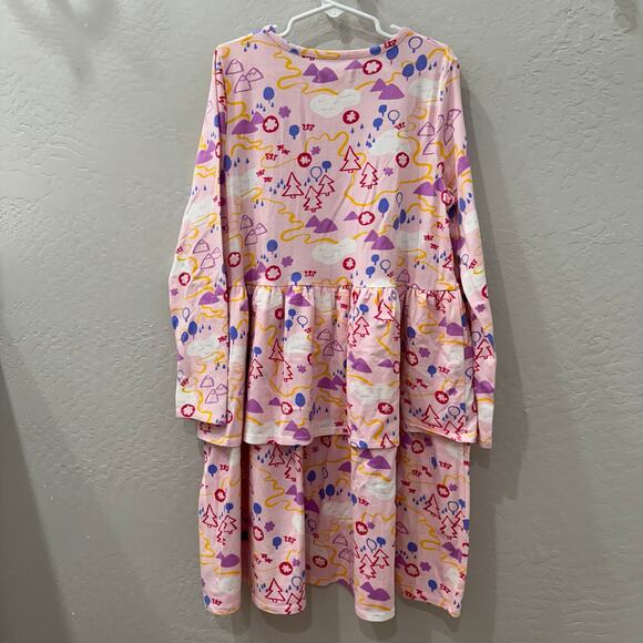NWT Tucker + Tate PinkEnglish Adventure Map Tiered Ruffle Long Sleeve Dress - Picture 6 of 8